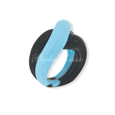 Anello nodo nero/celeste -  Black/light blue Nodo ring