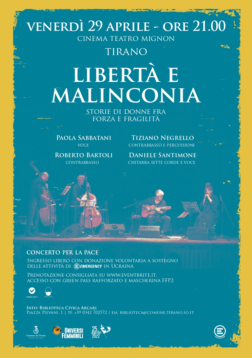 Libertà e malinconia, il nuovo progetto musicale al femminile della cantautrice Paola Sabbatani, in scena a Tirano (SO)