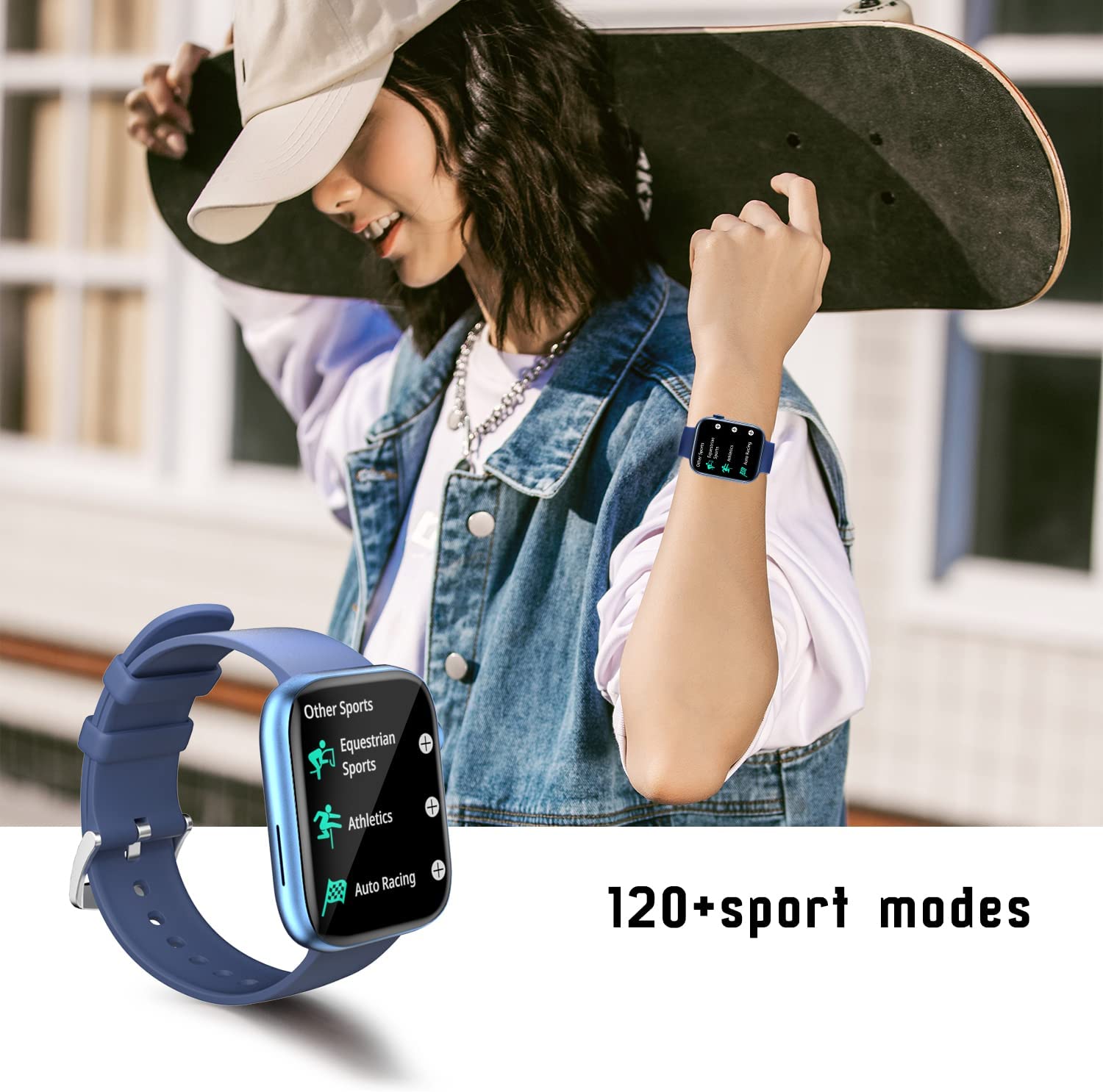 orologio di 120+ Modalità Sport Salute Fitness Tracker Quadranti personalizzati per telefoni Android