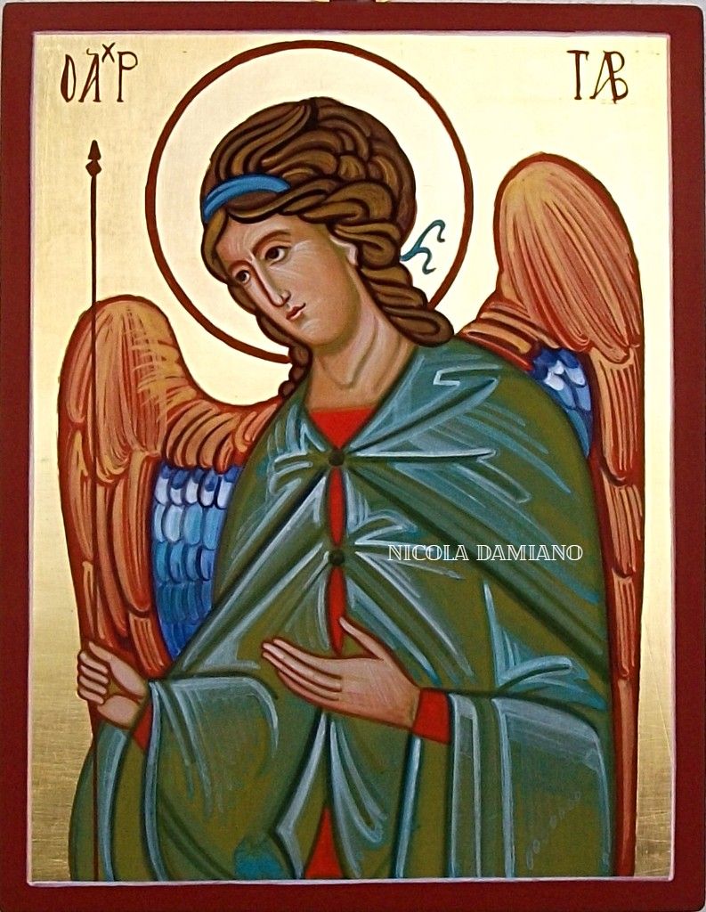 icona di San Gabriele dipinta con tecniche medioevale