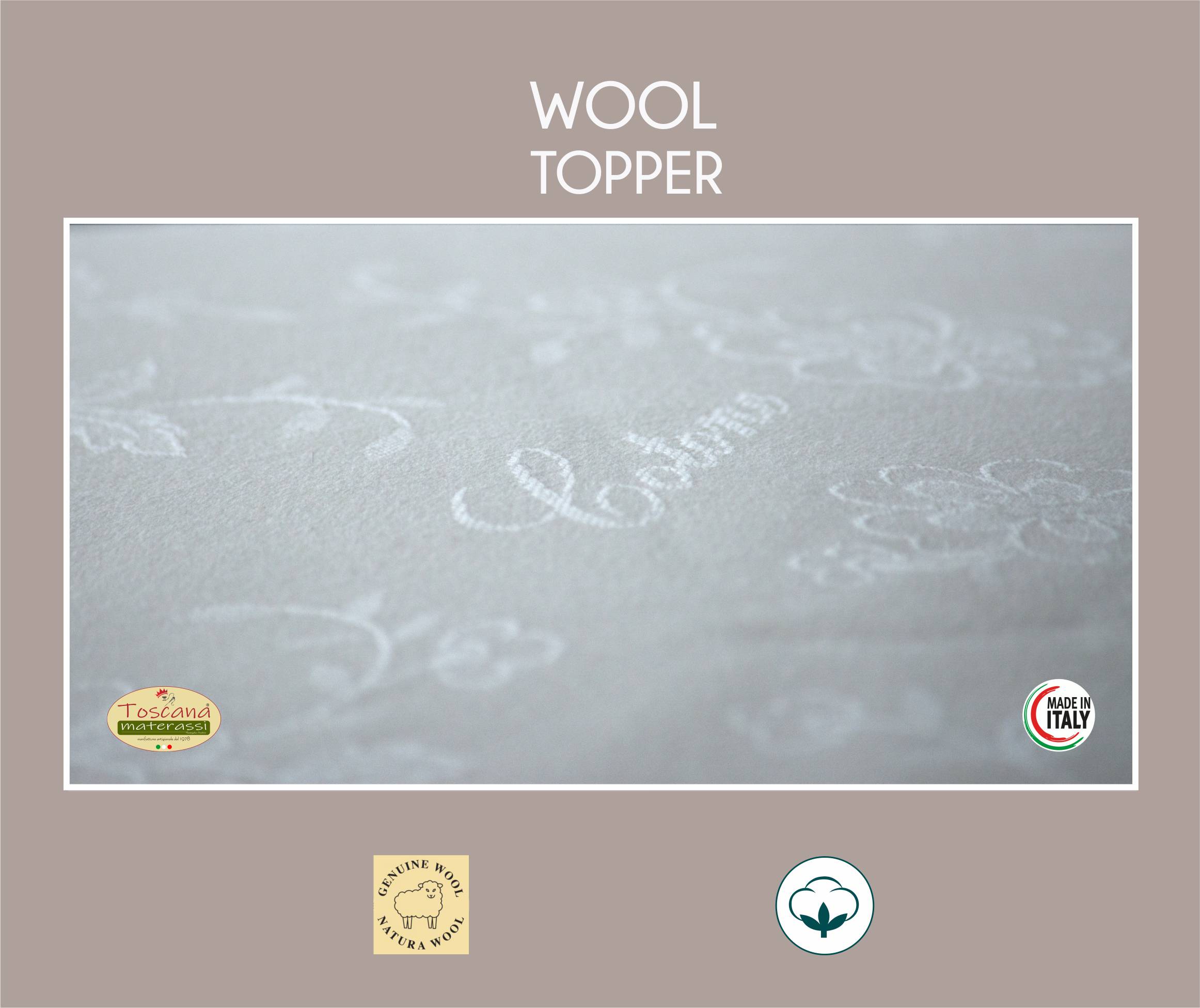 100% natural WOOL topper (removable cover)