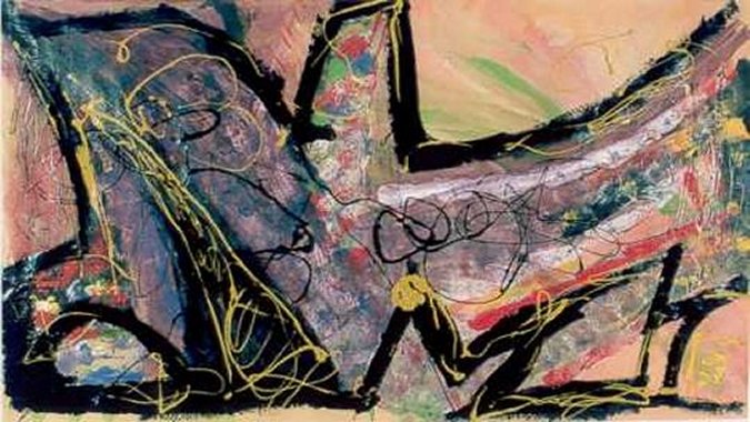 Senza titolo - cm 100 x 40 - 2000 - mixed media on wrapping paper   - Quotation: € 1300.00