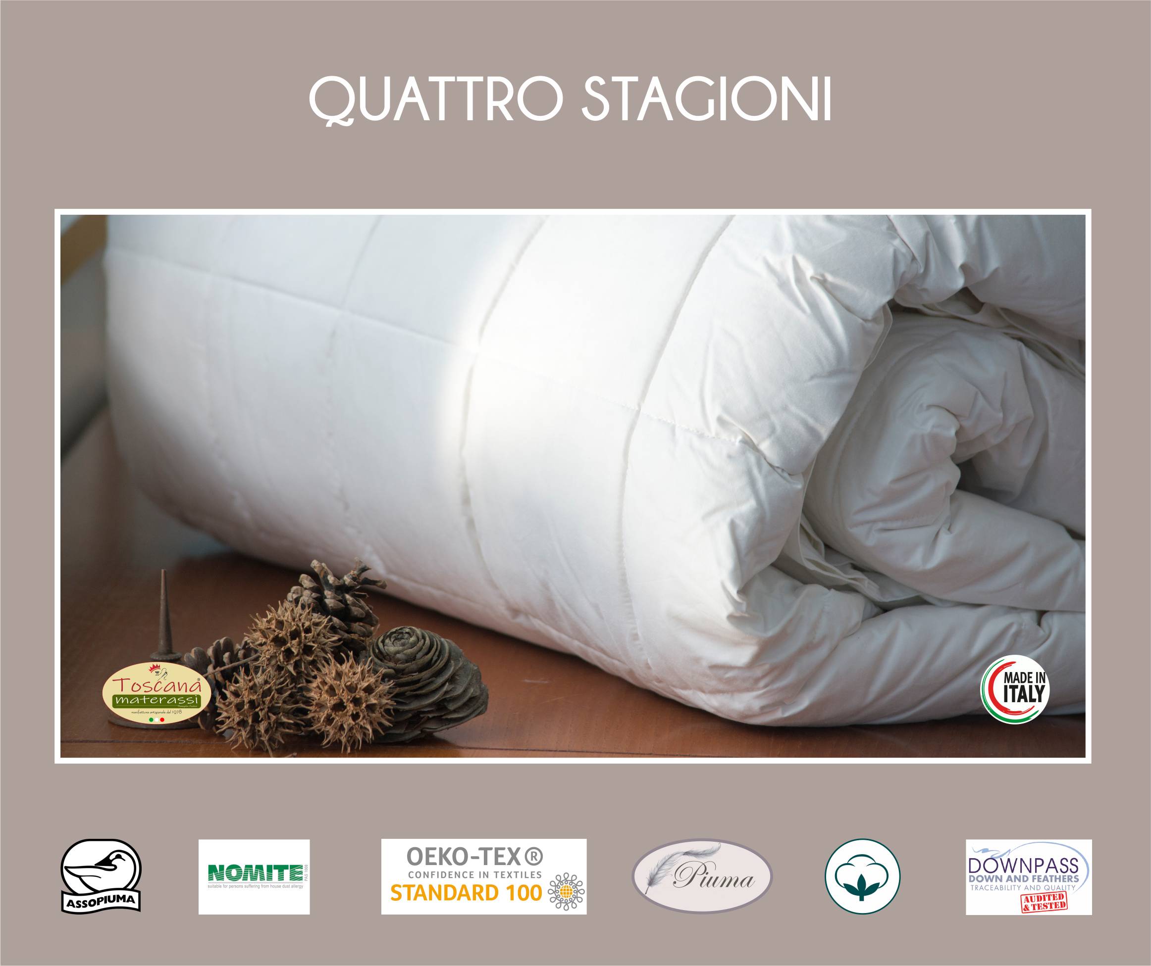 QUATTRO STAGIONI duvet, 90% goose down, 10% small feathers, 100% pure cotton (250x200 cm)