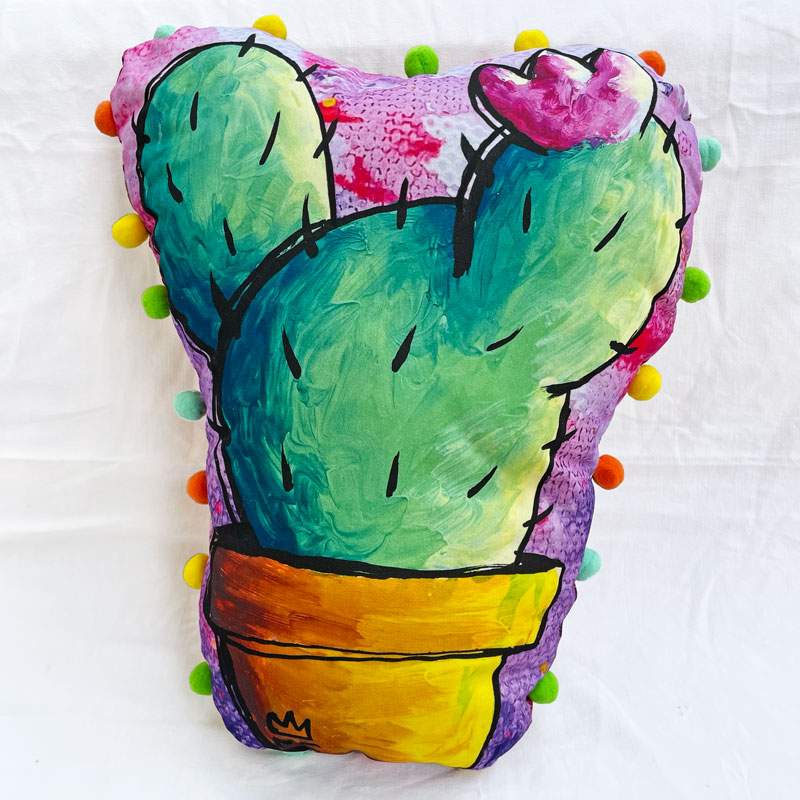 Cuscino cactus con pompon