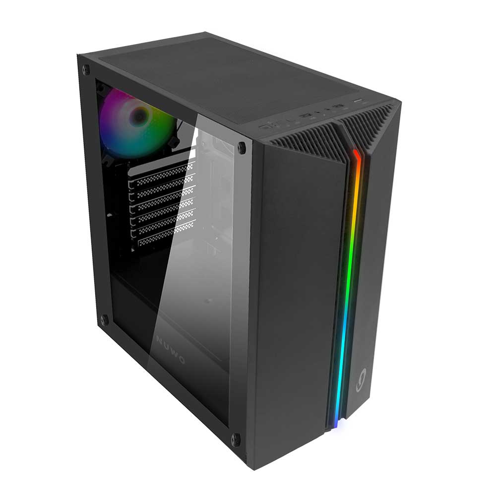 CASE MID-TOWER NO PSU HODER T301 3USB3 0,5MM SPCC BLACK 1*FAN ARGB