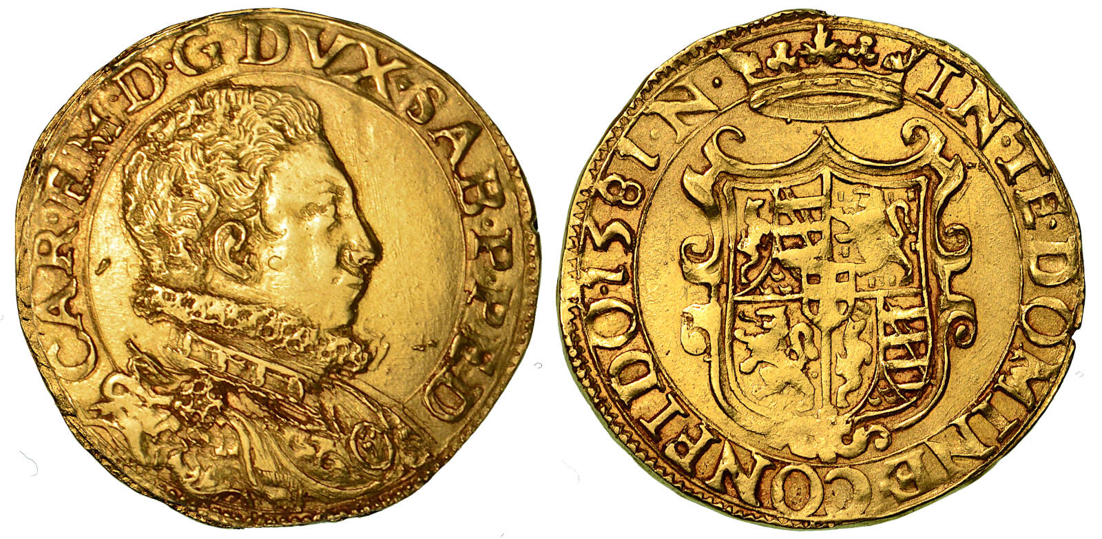 CARLO EMANUELE I. Il Grande (1580-1630).  Doppia 1581 (II tipo).  SPL