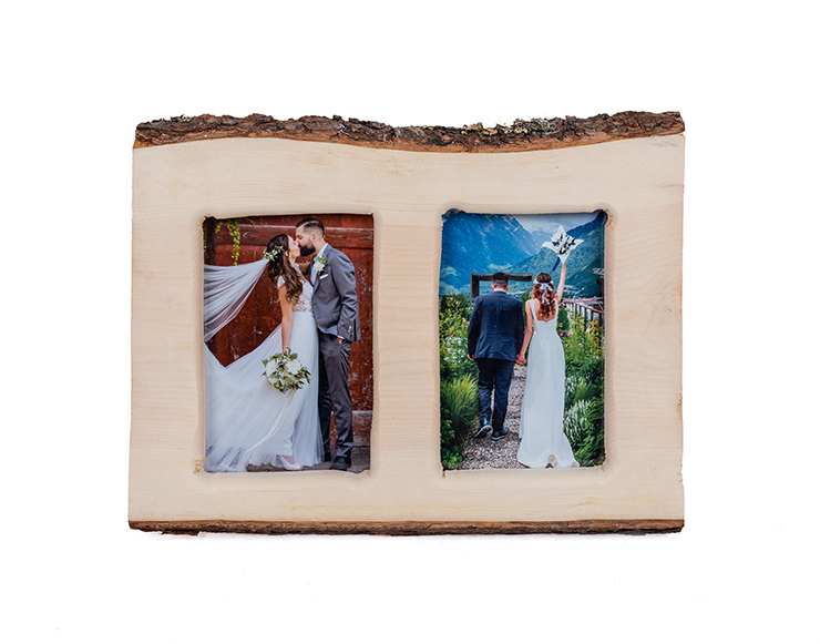 cornice  foto  artigianale in legno di cirmolo