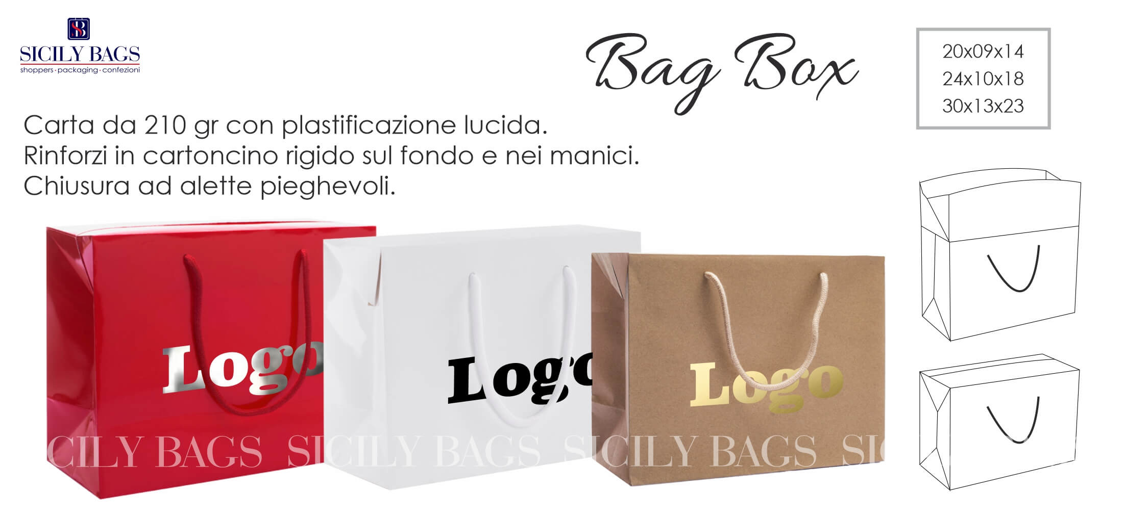 buste bag box per negozi, shopper con chiusura a borsa, sacchetti negozi particolari, borse in carta eleganti per negozi