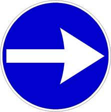 Segnale stradale fig. 80/c 'direzione obbligatoria a destra' ø cm 60