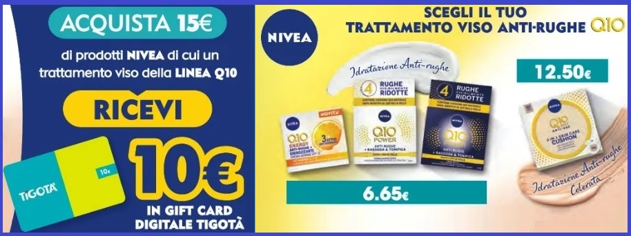Spendi 15€ Nivea e ricevi una gift card da 10€ Tigotà "NIVEA REGALA TIGOTA'"
