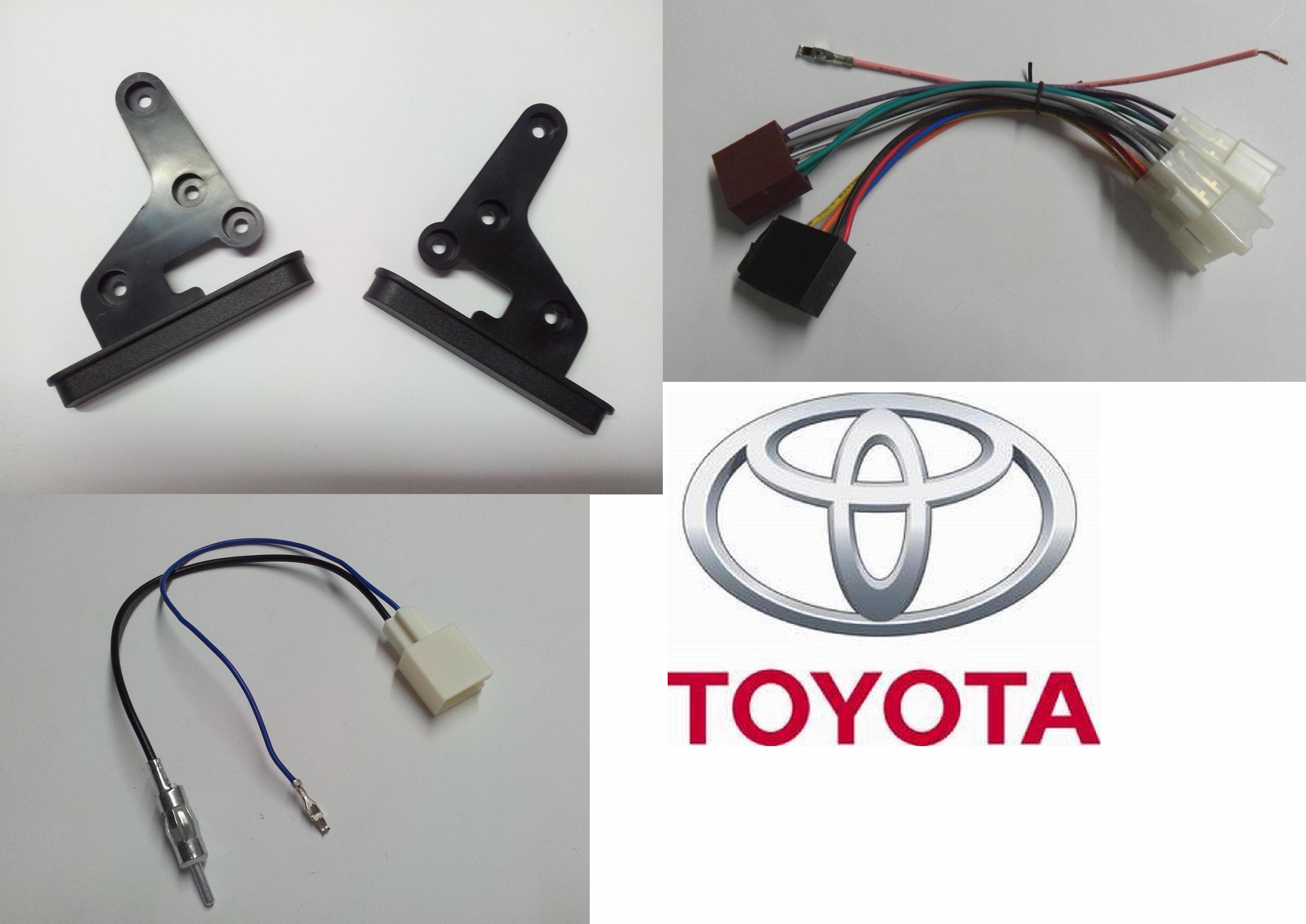 5983+0780+5818 -TOYOTA AVENSIS 2004 MASCHERINA AUTORADIO 2DIN CON STAFFE+CONNETTORE+AD.ANTENNA