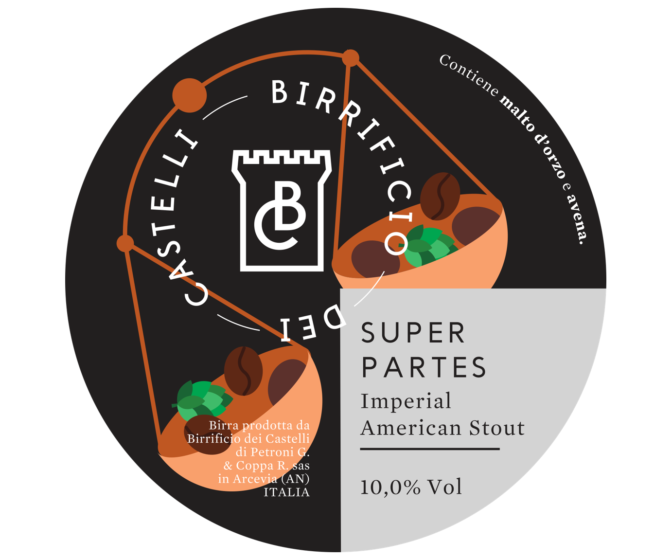 super partes è una birra artigianale american imperial stout nera da 10 gradi alcolici. Cremosa e morbida. acquista online