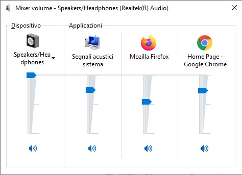 Gestione Audio su Windows 10