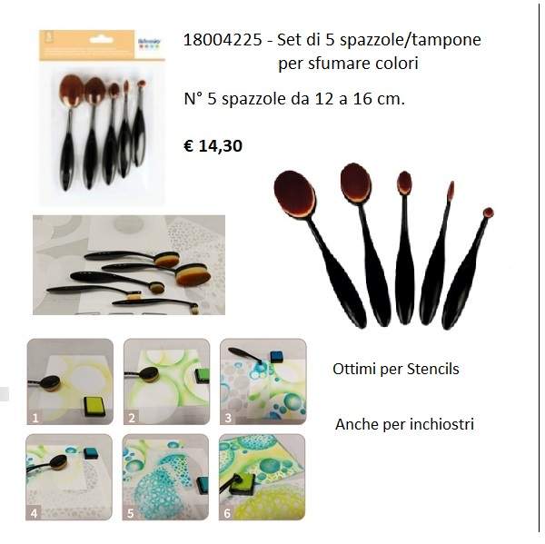 Accessori per Scrapbooking - 18004225 Set di 5 spazzole/tampone per sfumare colori