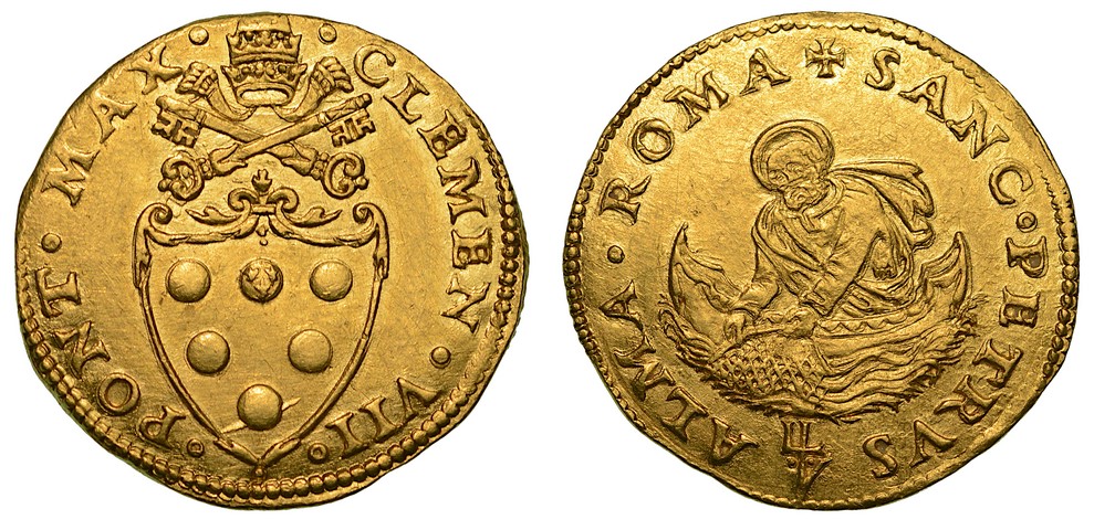 CLEMENTE VII (Giulio de' Medici) 1523-1534. Doppio fiorino di camera. SPL/FDC