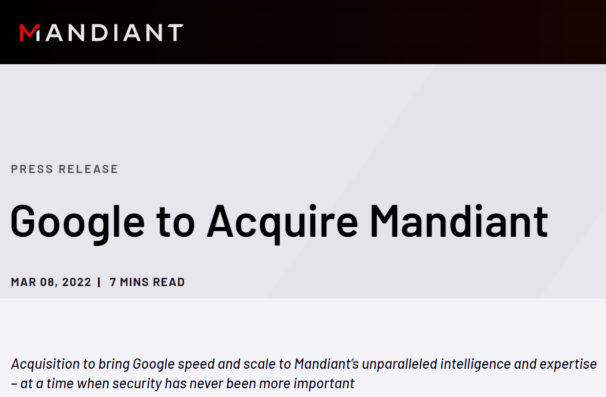 Google Cloud to acquire Mandiant for $5.4 billion