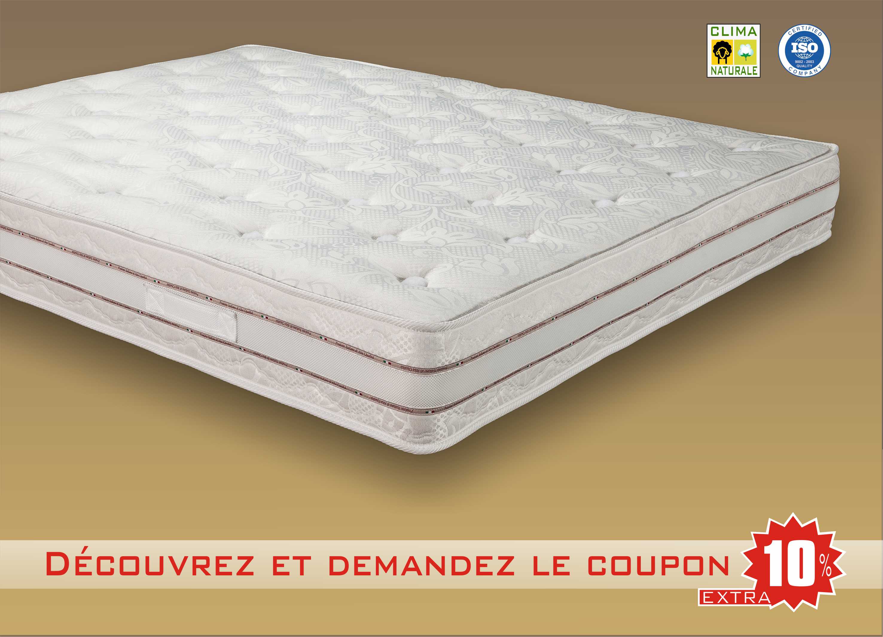 matelas à ressorts orthopédiques pontormo avec laine et coton