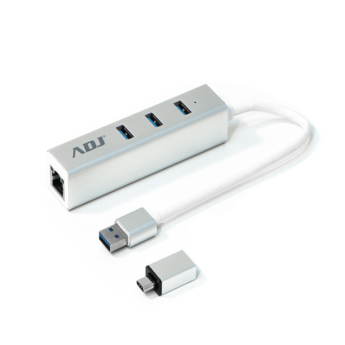 HUB USB 3.0 3P ADATTATORE TYPE-C SL 3*USB 3.0 + RJ45 ADJ