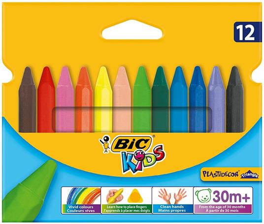 BIC KIDS PLASTIDECOR 12 PASTELLI A CERA TRIANGOLARI