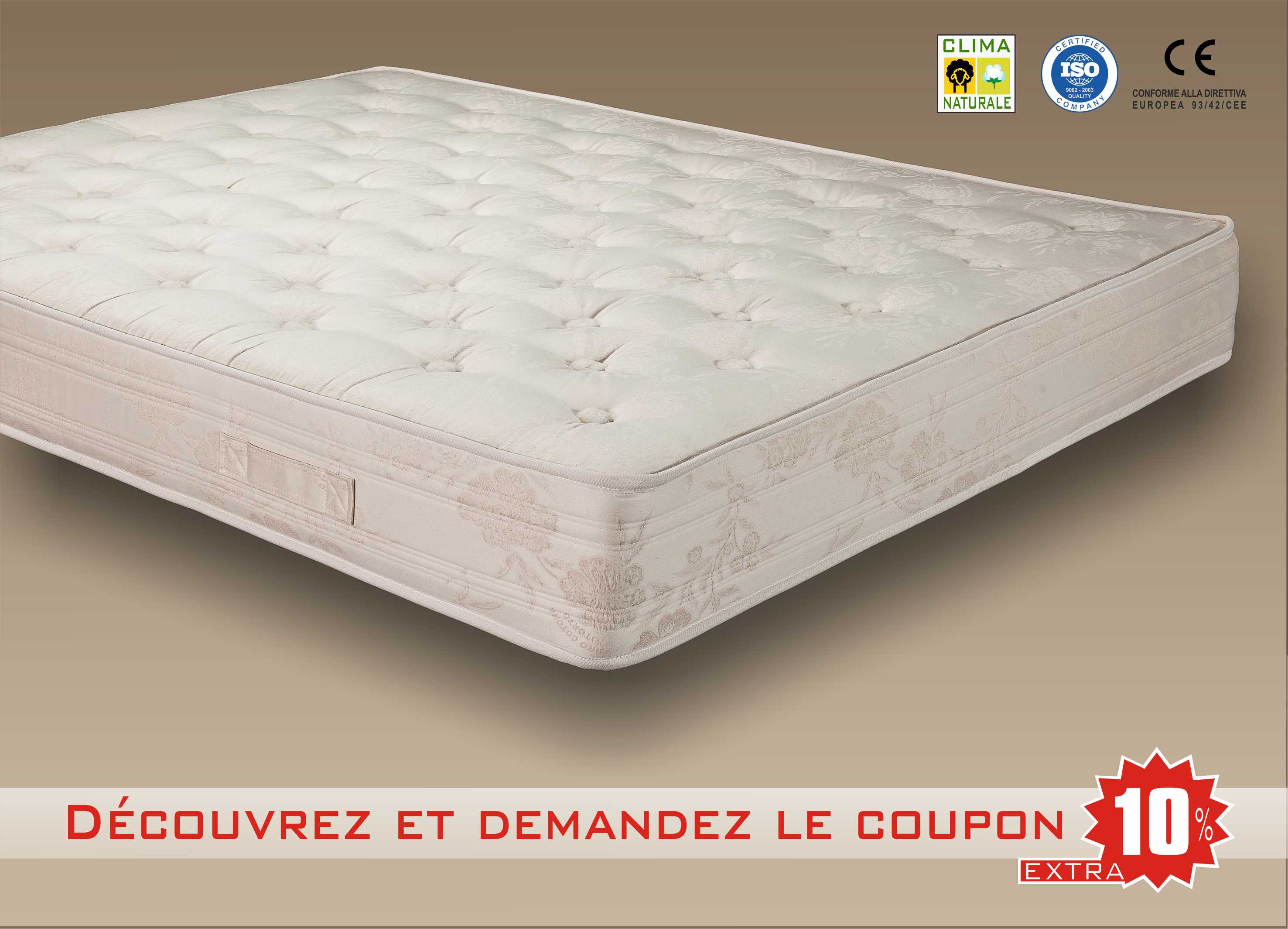 matelas michelangelo avec ressorts ensachés en laine et coton