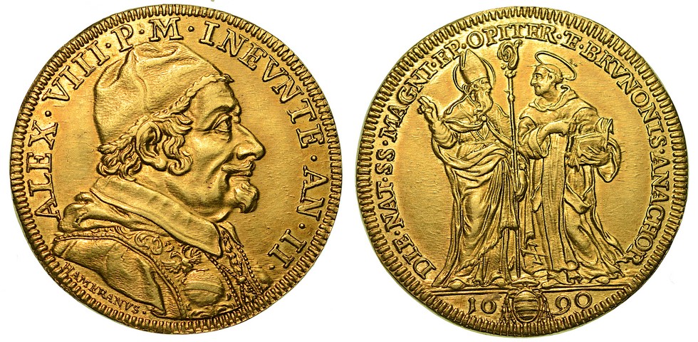 ALESSANDRO VIII (Pietro Ottoboni) 1689-1691. Quadrupla 1690. A. II.  SPL/FDC
