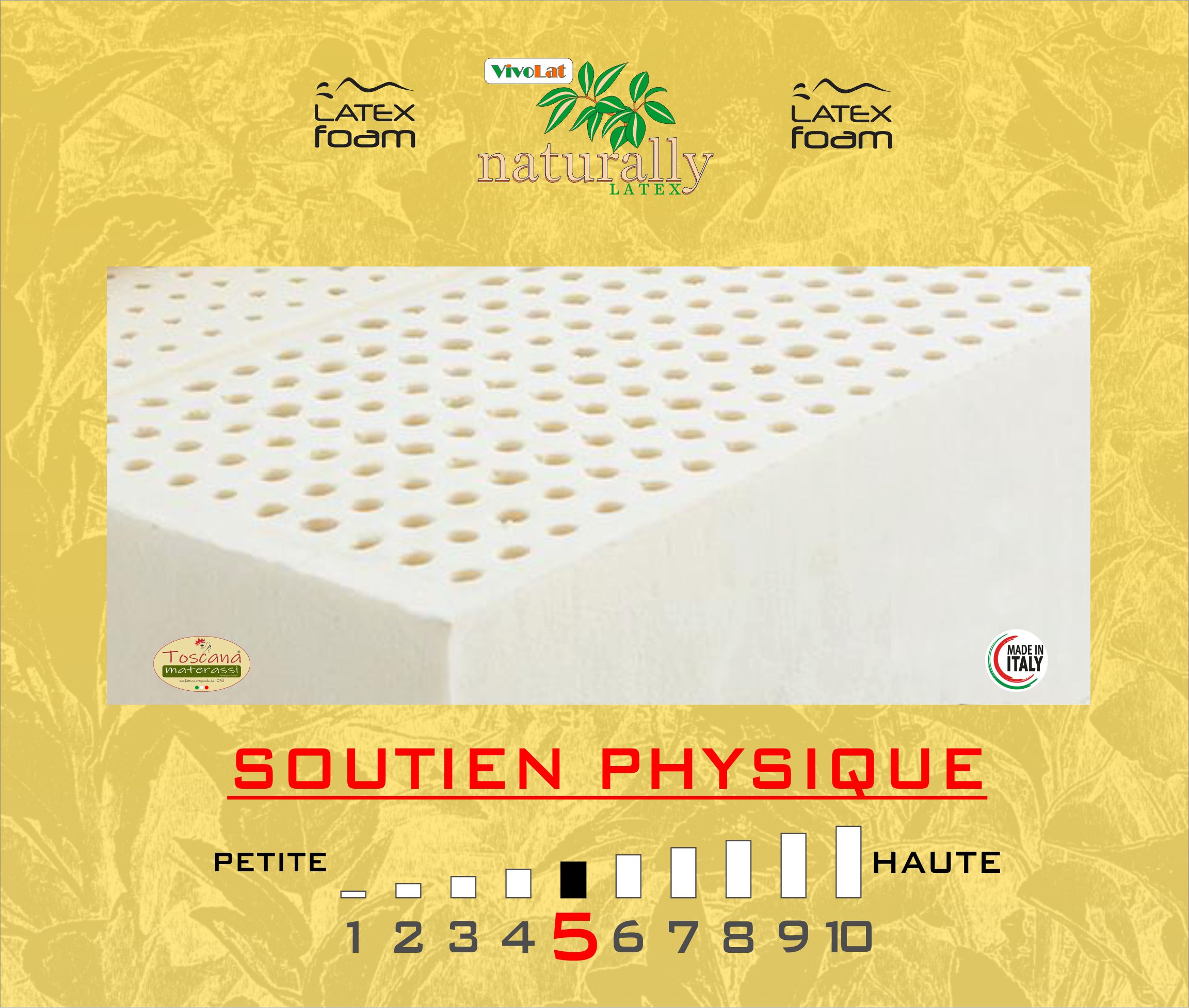 Matelas BOTTICELLI h. 20 - VivoLat Naturally latex, laine italiens et coton, housse amovible