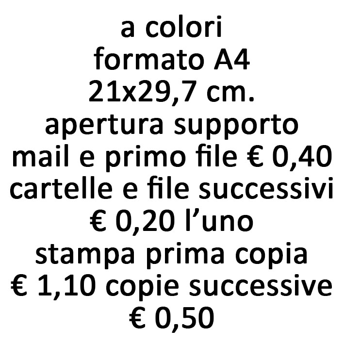 stampe da file a colori formato A3 carta 160 gr.