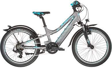 foto bici elettrica scool t-rox ruote da 20 pollici colore grigio azzurro