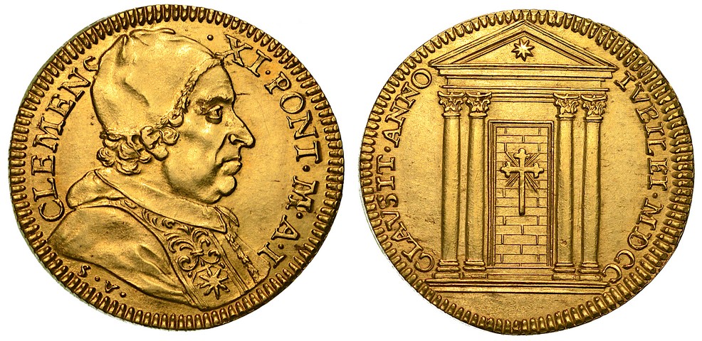 CLEMENTE XI (Giovanni Francesco Albani) 1700-1721. Doppia 1700 A.I. q.SPL