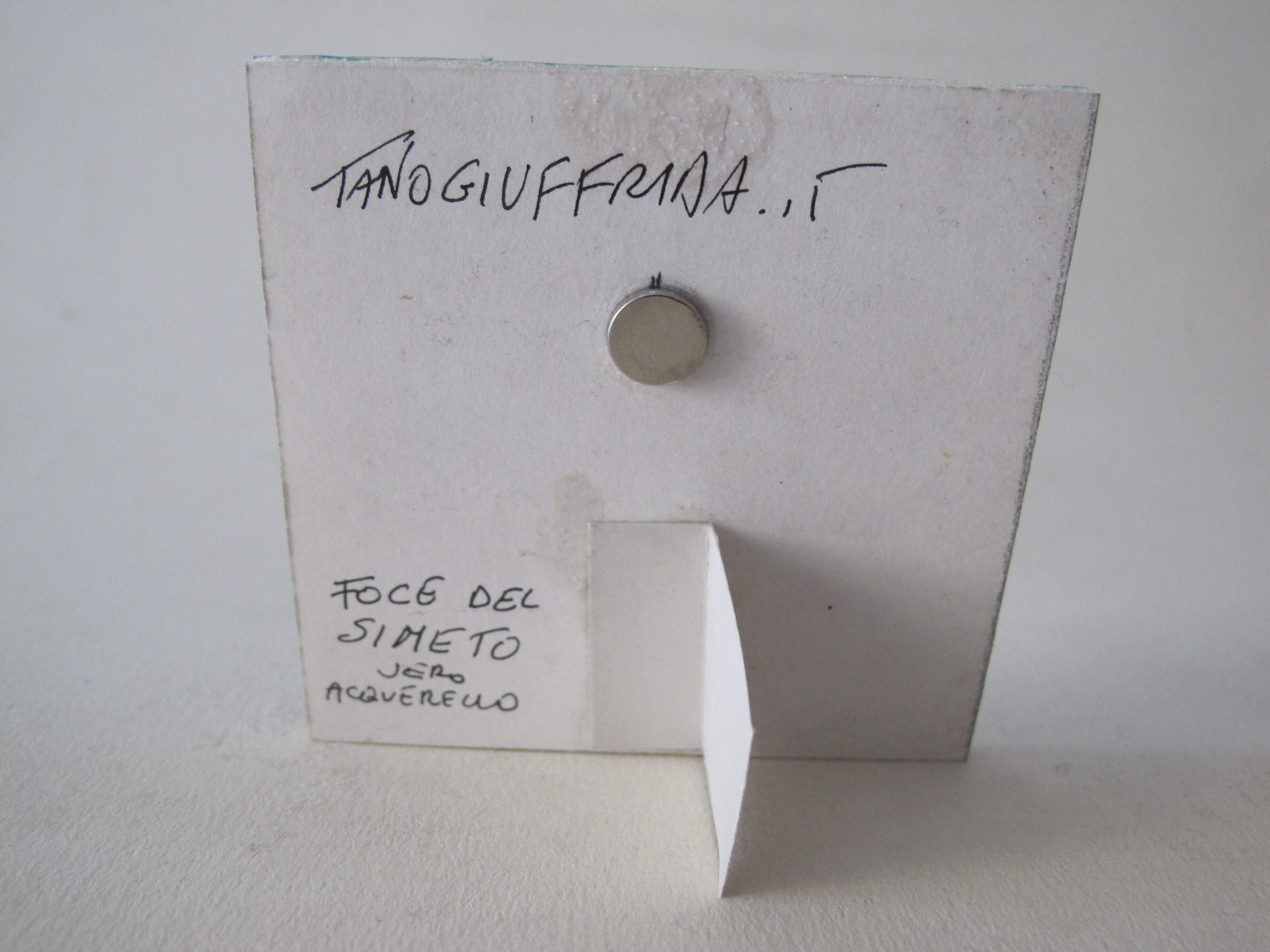 FOCE del SIMETO di Tano Giuffrida. Acquerello cm 8 x 8, magnete.